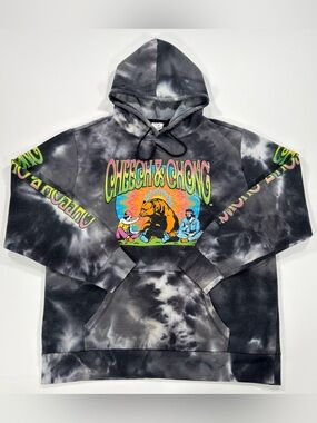 Cheech & Chong Bear Tie Dye Hoodie Mens XL Mad Engine Graphic Sweatshirt Sleeve